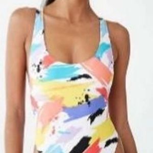 Paint Stroke One Piece Swimsuit/Scrunchi